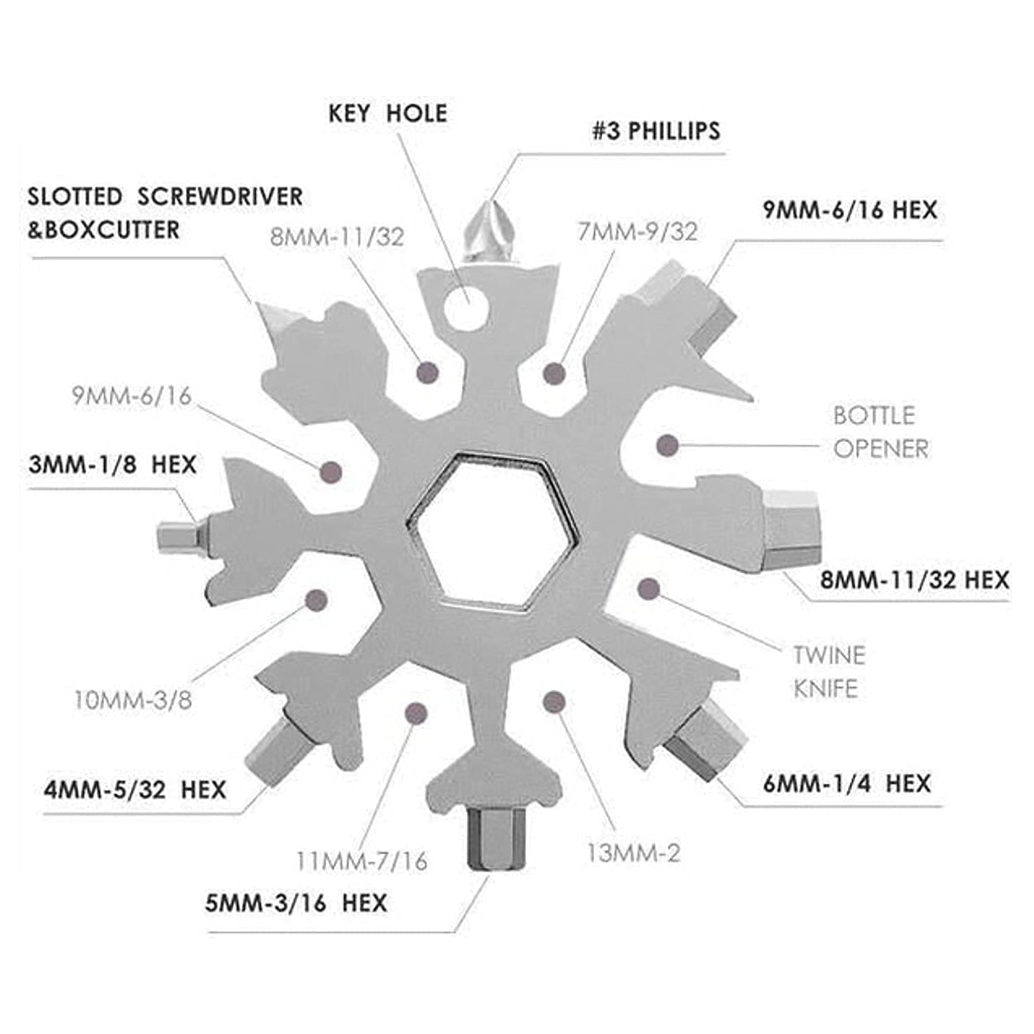 Durable & Portable 18 in 1 Snowflake Multi-Tool, Snowflake Bottle Opener Flat Phillips Screwdriver Kit Wrench Durable & Portable 18 in 1 Snowflake Multi-Tool, Snowflake Bottle Opener Flat Phillips Screwdriver Kit Wrench